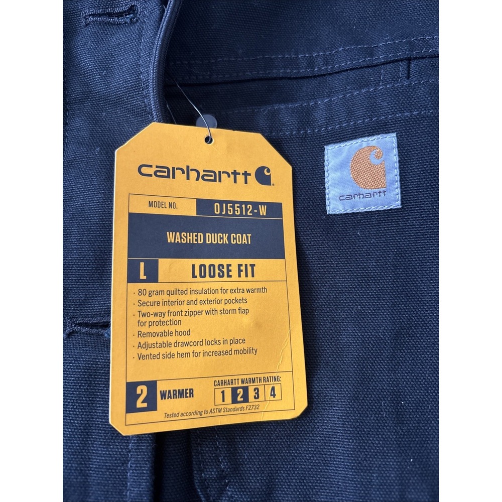 NWT Carhartt Washed Duck Coat Loose Fit Black Small 4-6 OJ5512-W - Picture 3 of 8